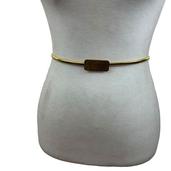 Ladies Vinatge Gold Stretch Serpentine Belt with Gold Buckle 25-30” - Picture 6 of 13